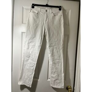 JM Collection Petite White Straight Leg Jeans Rhinestone Button Women 10P